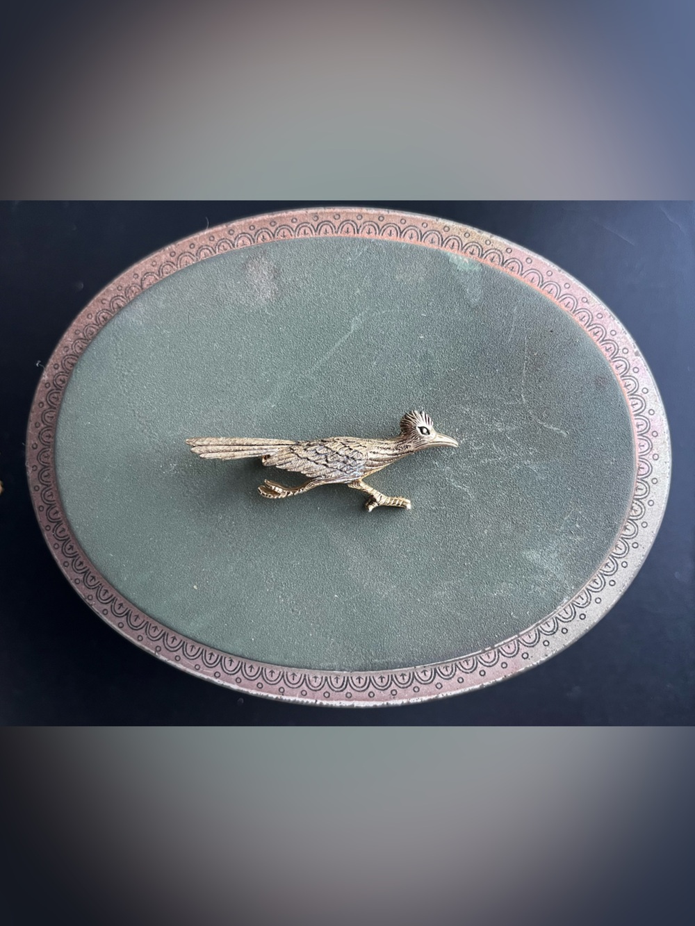 Vintage Signed Roadrunner Brooch Gold Tone Brass